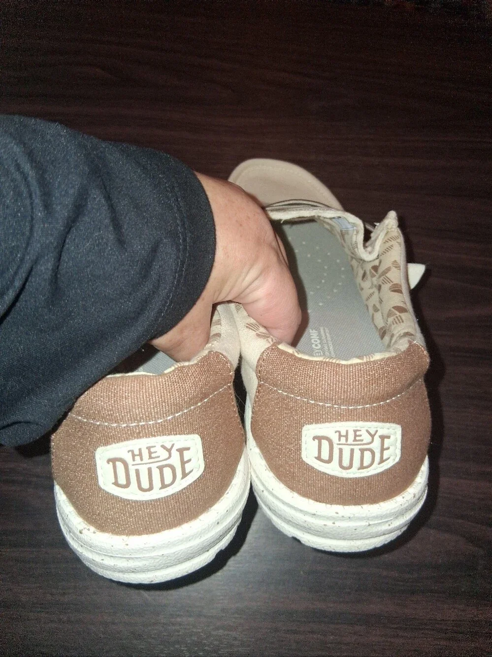Hey Dude Men’s Slip-On Loafers in Cream with Brown Trim